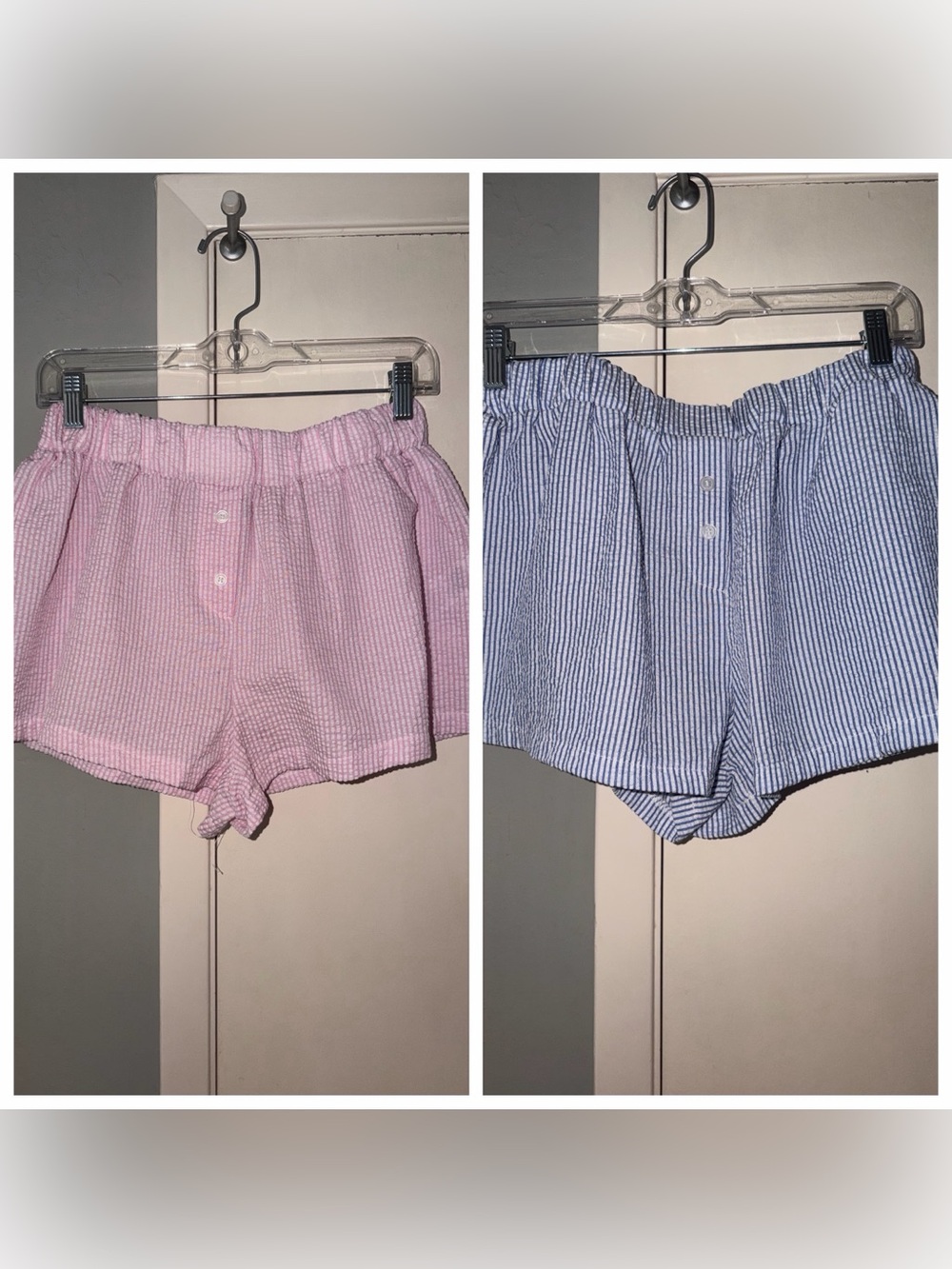 SHEIN Pink & Blue Seersucker Sleep Shorts
